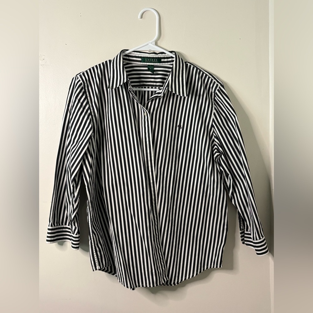Ralph Lauren Black and White Striped Casual Shirt
